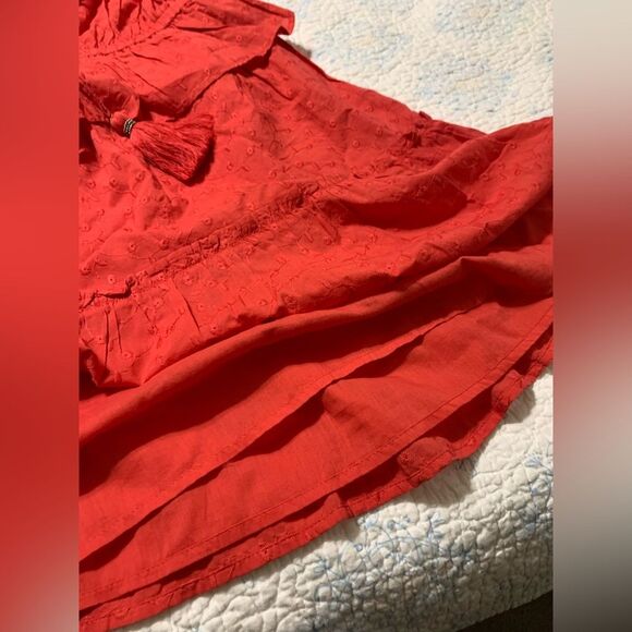 NSR Coral Eyelet Short Sleeve Summer Dress with Tassels Women's Size XS # - Picture 2 of 7